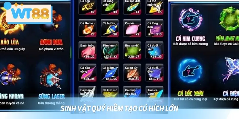 Loạt sinh vật biển quý trong bắn cá H5 được áp dụng mức xu khủng