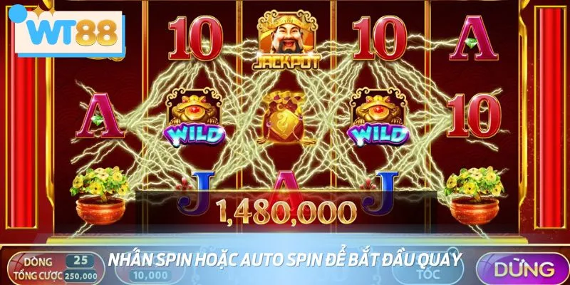 Tiến hành khởi động vòng quay để thử vận may rinh jackpot khủng