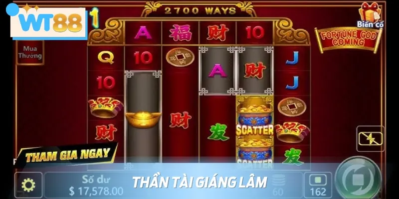 Thần Tài Giáng Lâm là một trong những tựa game Nổ Hũ WT88 HOT