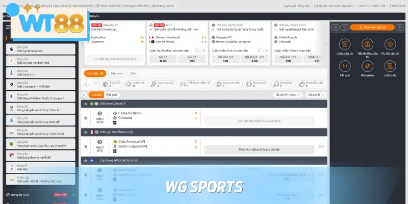 WG Sports là nơi mà bet thủ sẽ được thỏa mãn mọi đam mê